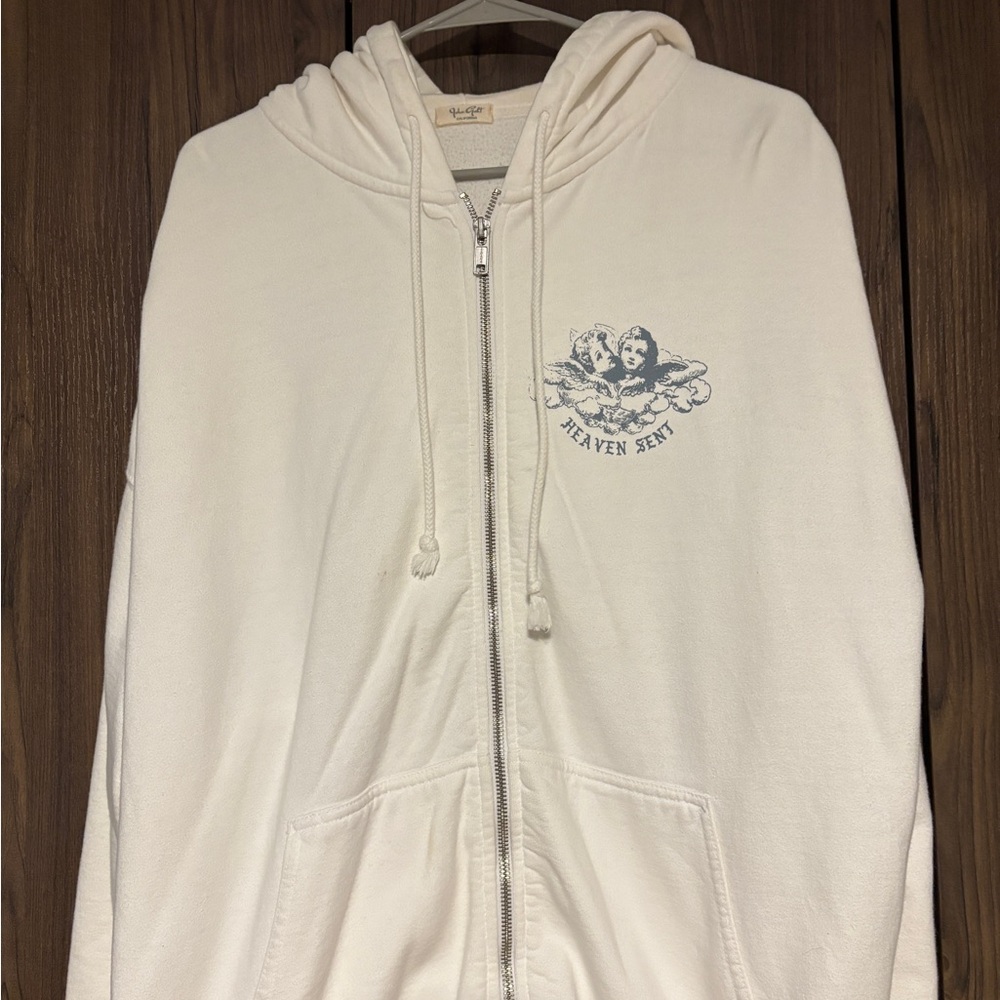 Brandy Melville Zip-Up Hoodie with Graphic